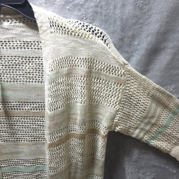 Maurices Striped Pointelle Duster Cardigan , Size Small Open Front Knit Sweater‎ - Picture 5 of 10